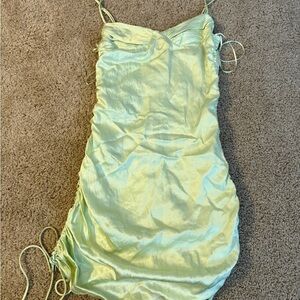 Zara Light Green Satin Mini Dress